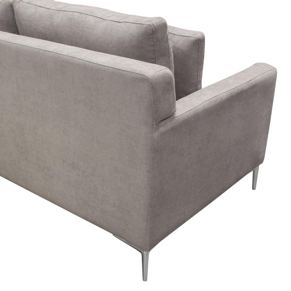 Seattle Loose Back Loveseat in Grey Polyester Fabric w/ Polished Silver Metal Leg. Picture 25