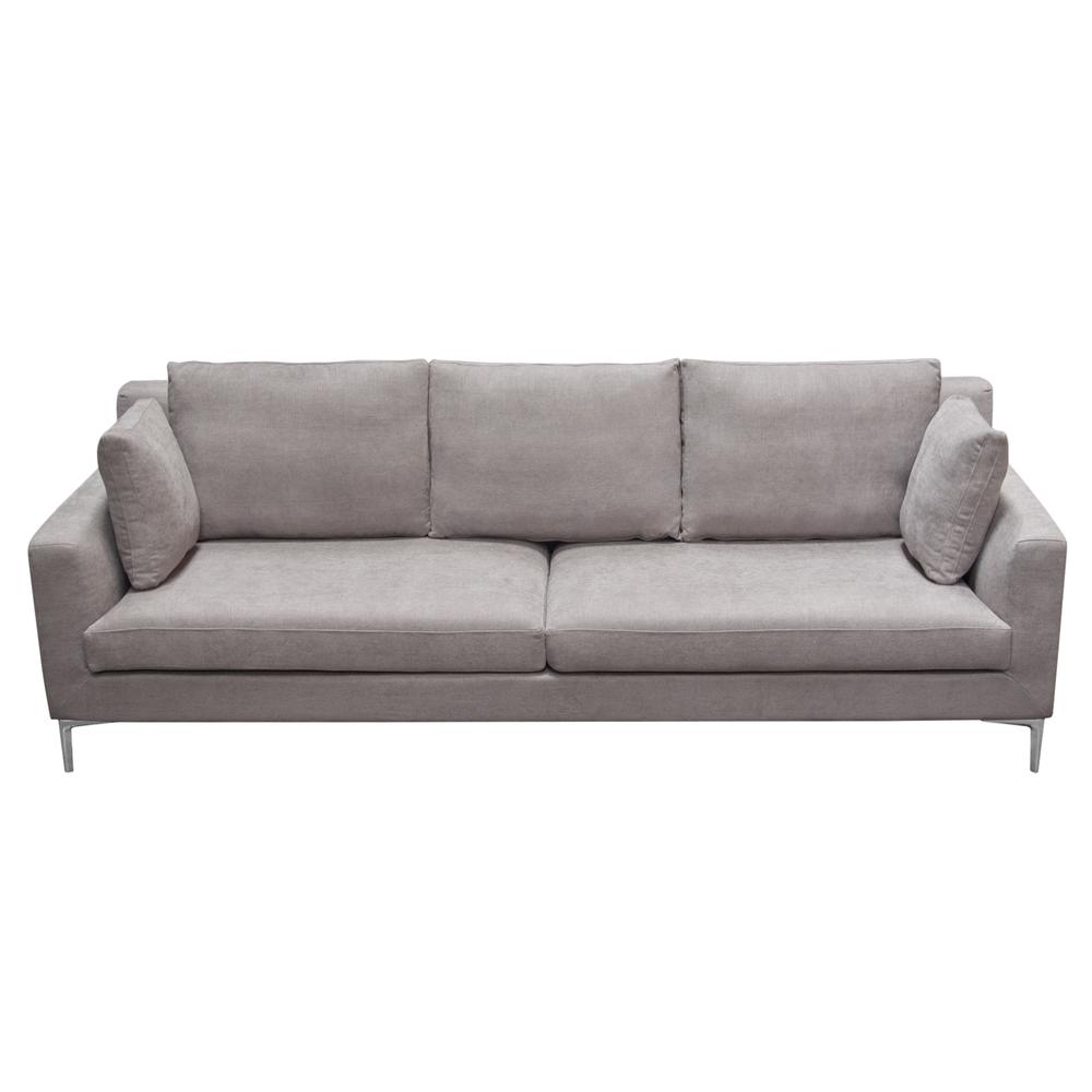 Seattle Loose Back Sofa in Grey Polyester Fabric w/ Polished Silver Metal Leg. Picture 21