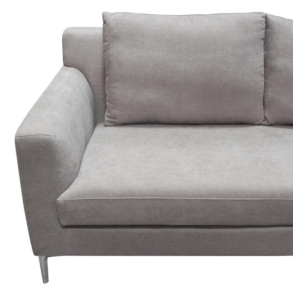 Seattle Loose Back Sofa in Grey Polyester Fabric w/ Polished Silver Metal Leg. Picture 15
