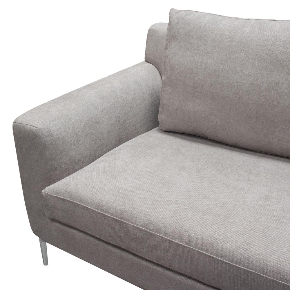Seattle Loose Back Sofa in Grey Polyester Fabric w/ Polished Silver Metal Leg. Picture 18