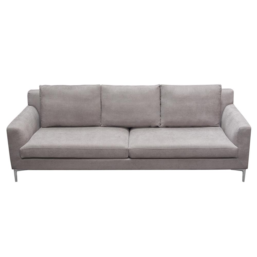 Seattle Loose Back Sofa in Grey Polyester Fabric w/ Polished Silver Metal Leg. Picture 20