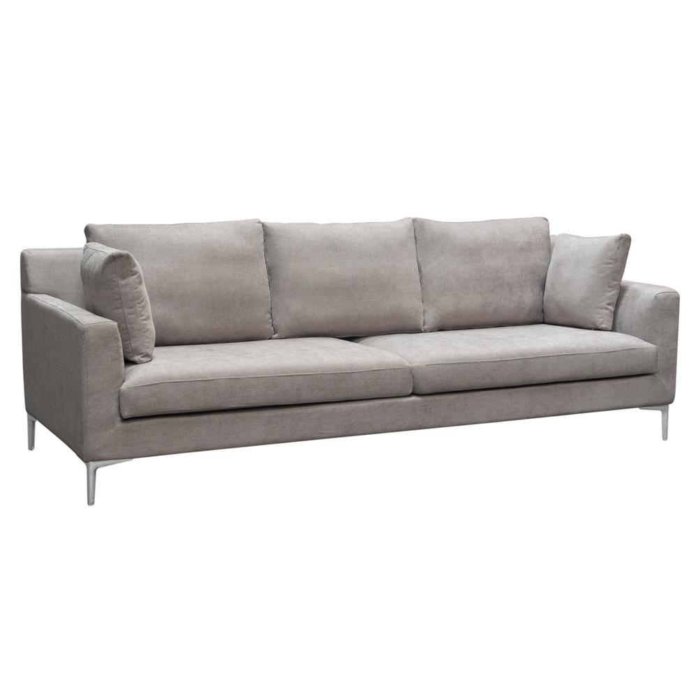 Seattle Loose Back Sofa in Grey Polyester Fabric w/ Polished Silver Metal Leg. Picture 23