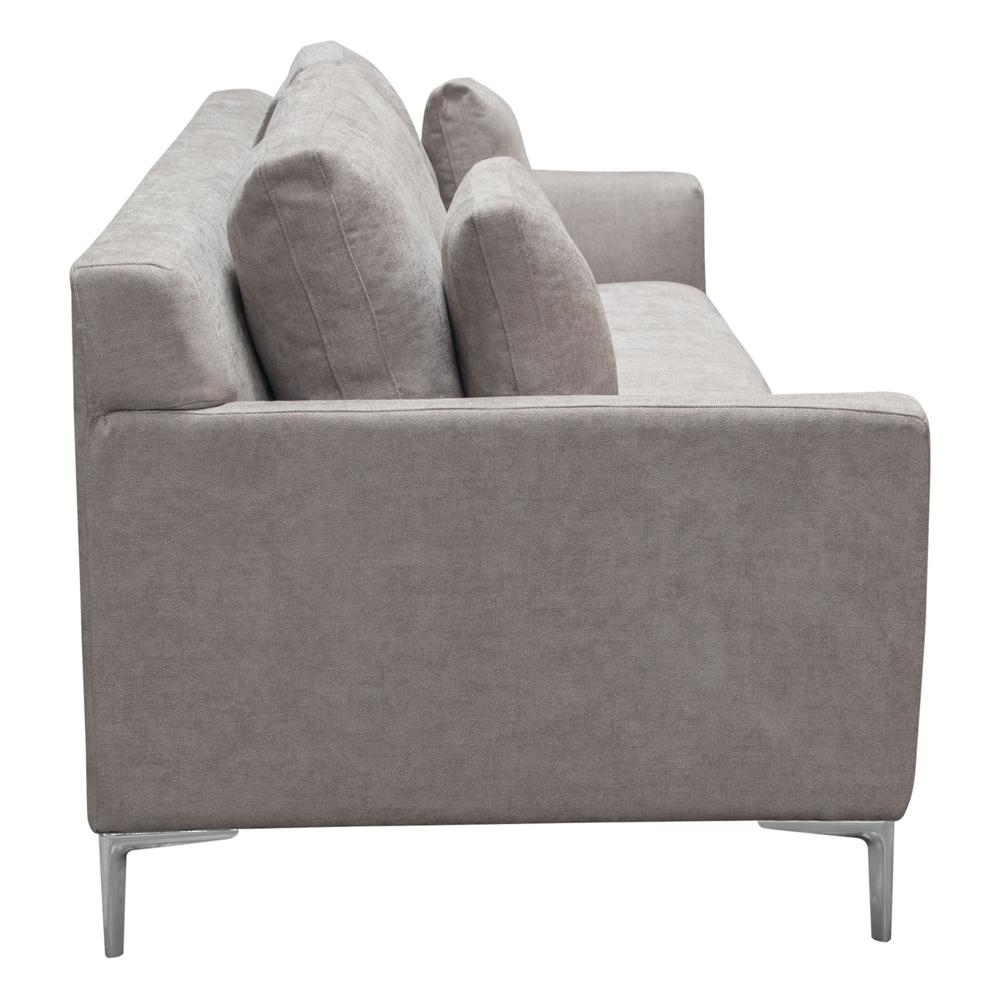 Seattle Loose Back Sofa in Grey Polyester Fabric w/ Polished Silver Metal Leg. Picture 19