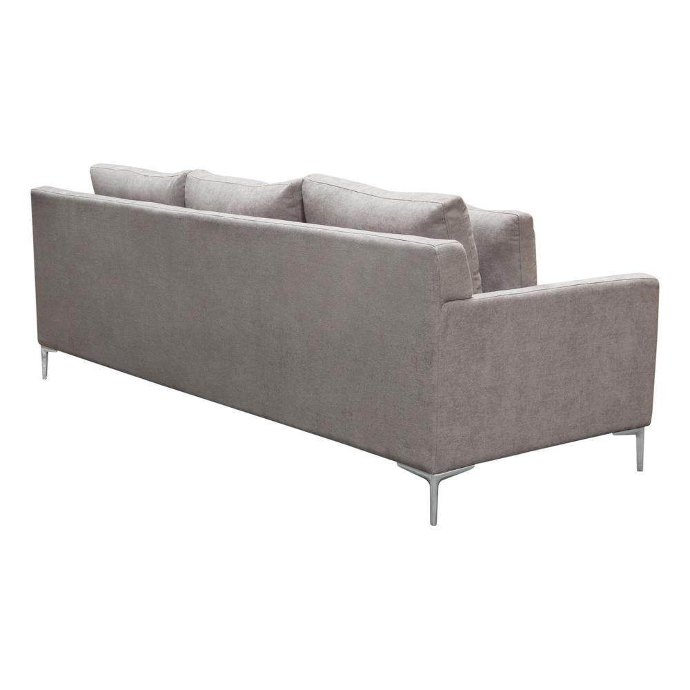 Seattle Loose Back Sofa in Grey Polyester Fabric w/ Polished Silver Metal Leg. Picture 25