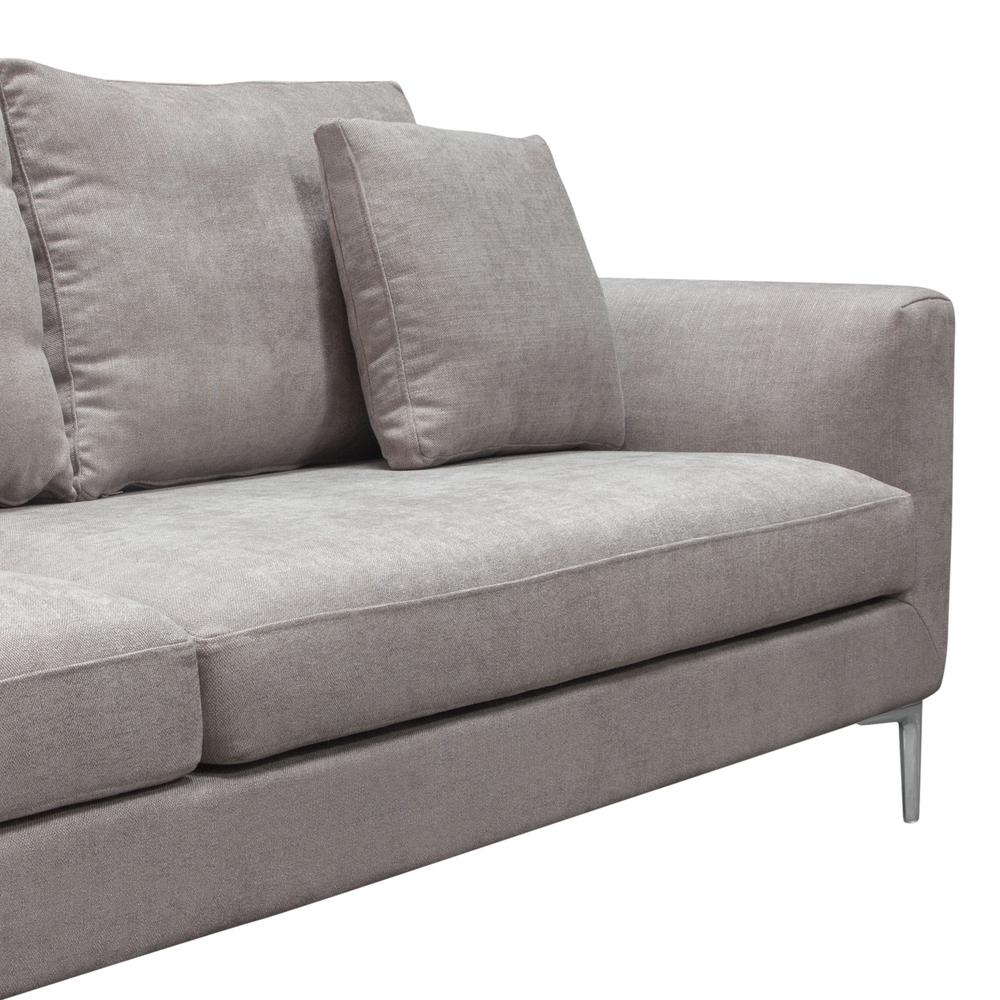 Seattle Loose Back Sofa in Grey Polyester Fabric w/ Polished Silver Metal Leg. Picture 16