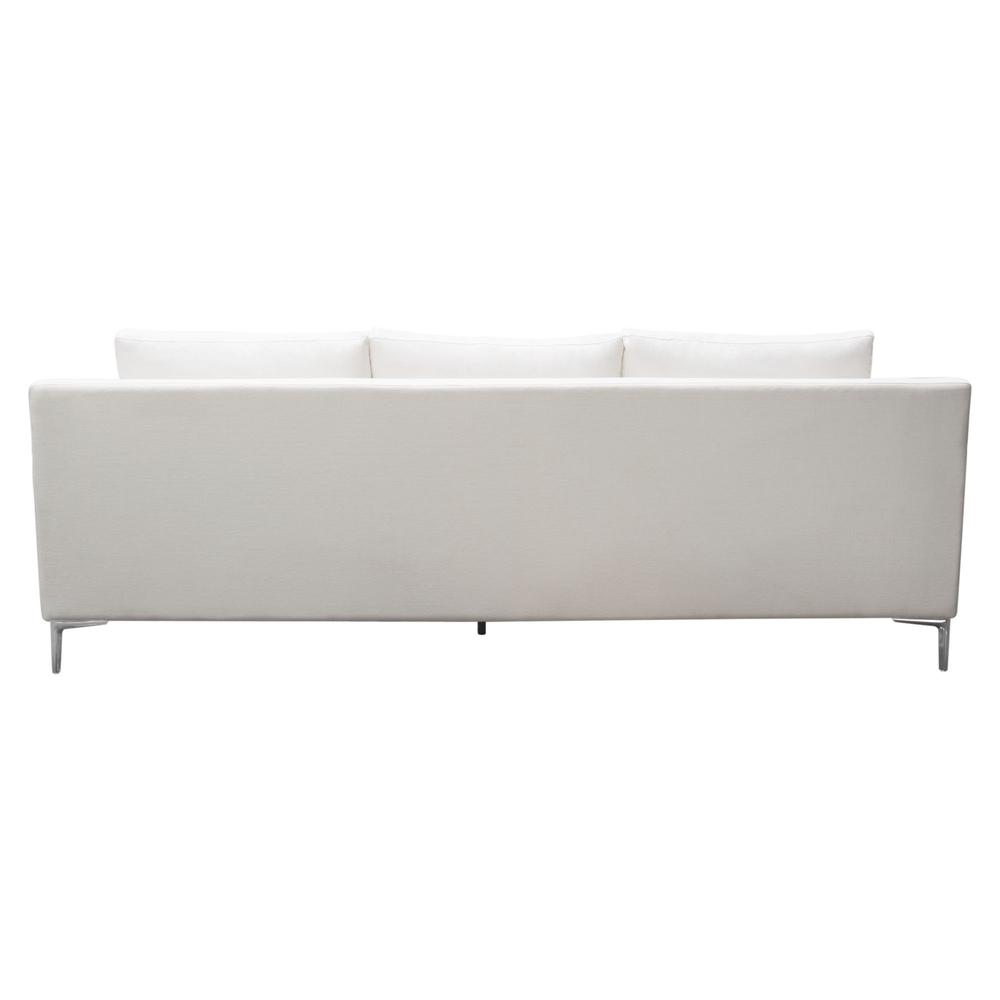 Seattle Loose Back Sofa in White Linen w/ Polished Silver Metal Leg. Picture 26