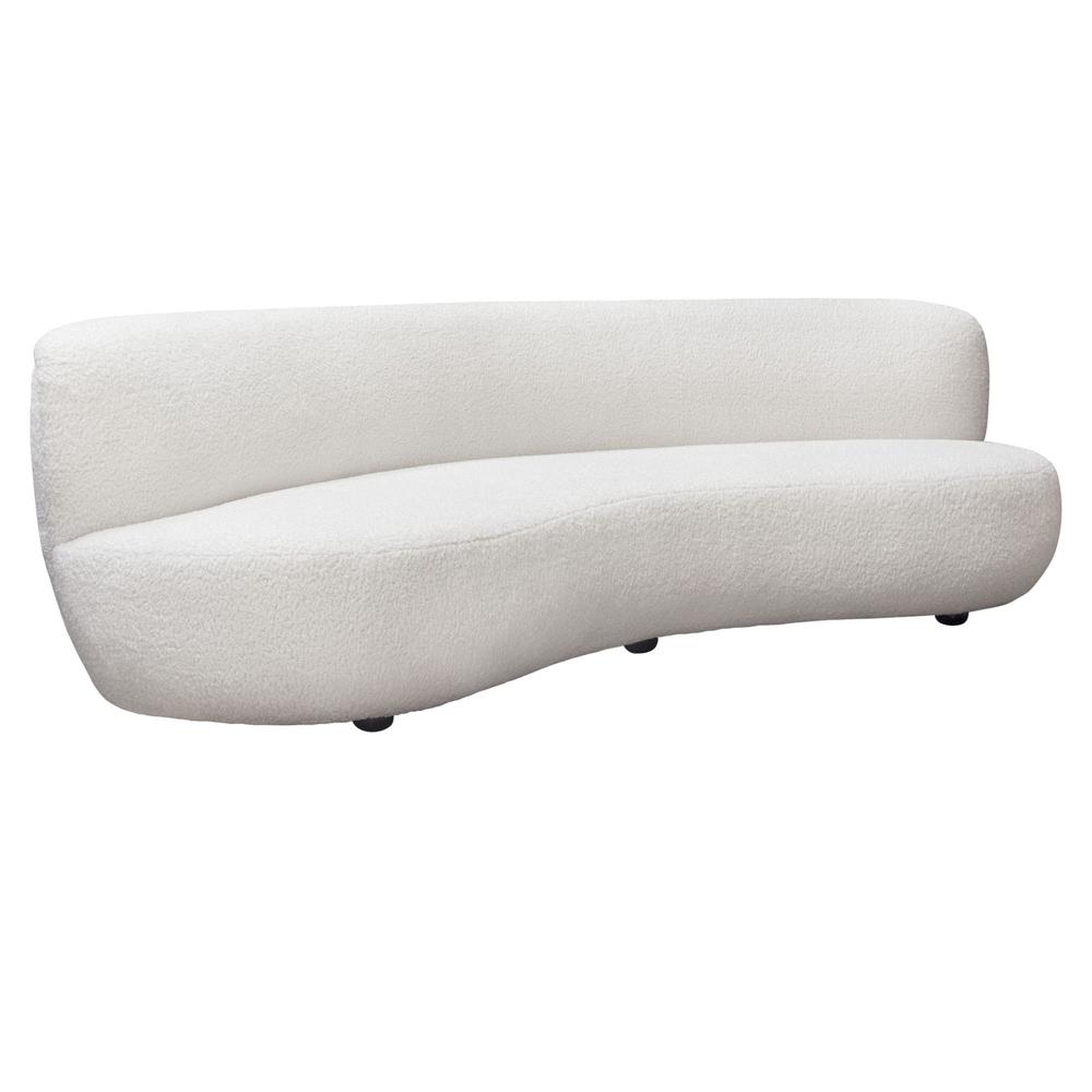 Curved Sofa in White Faux Sheepskin Fabric. Picture 30