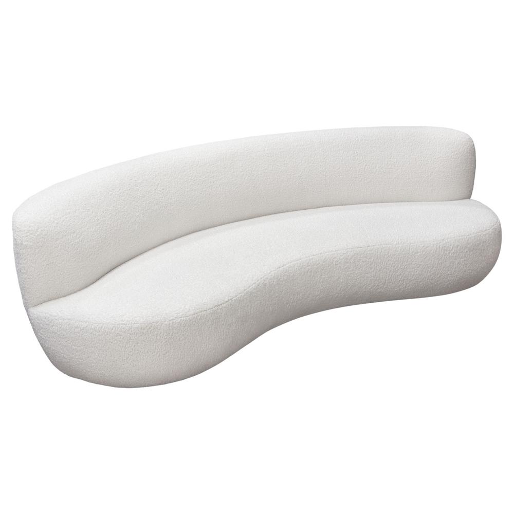 Curved Sofa in White Faux Sheepskin Fabric. Picture 35