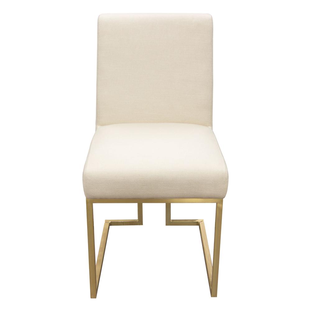 Set of (2) Skyline Dining Chairs in Cream Fabric w/ Polished Gold Metal Frame by Diamond Sofa. Picture 24