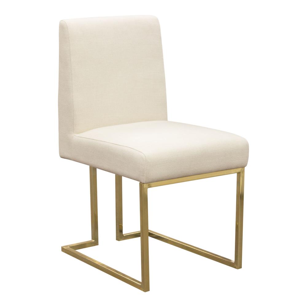 Set of (2) Skyline Dining Chairs in Cream Fabric w/ Polished Gold Metal Frame by Diamond Sofa. Picture 20