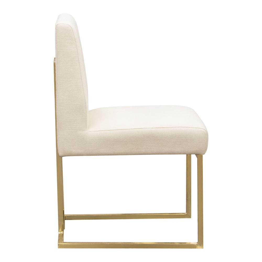Set of (2) Skyline Dining Chairs in Cream Fabric w/ Polished Gold Metal Frame by Diamond Sofa. Picture 21