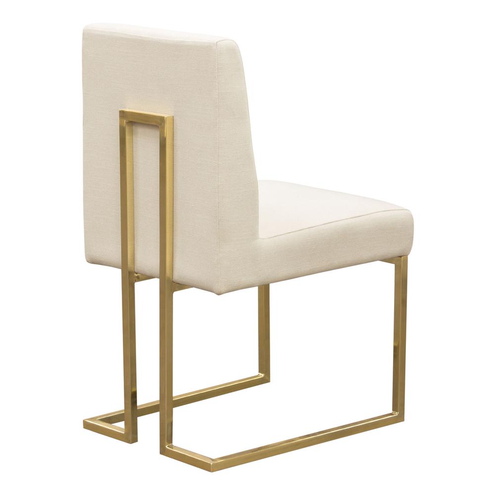 Set of (2) Skyline Dining Chairs in Cream Fabric w/ Polished Gold Metal Frame by Diamond Sofa. Picture 18