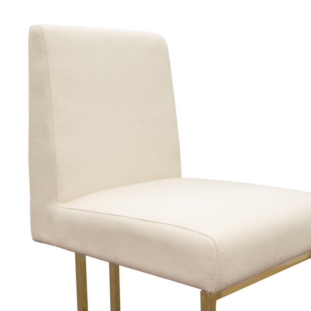 Set of (2) Skyline Dining Chairs in Cream Fabric w/ Polished Gold Metal Frame by Diamond Sofa. Picture 14