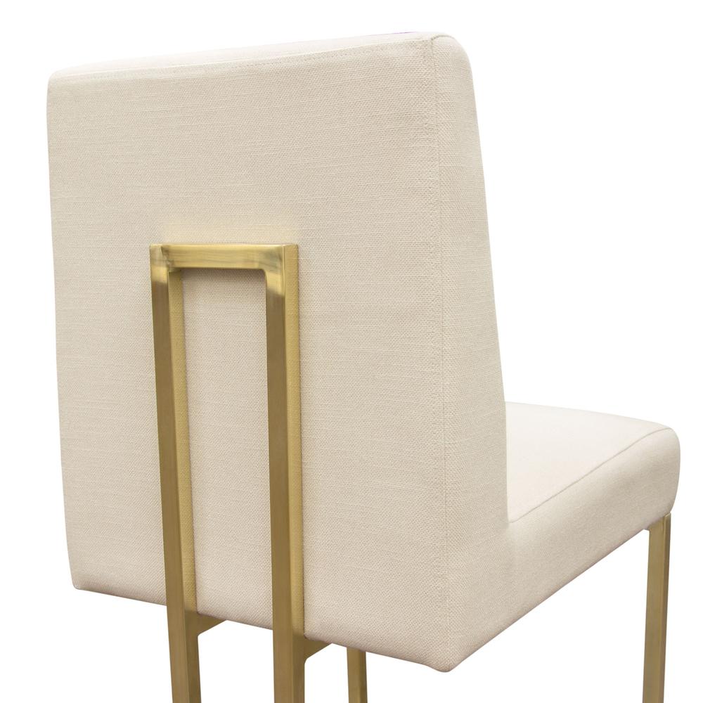 Set of (2) Skyline Dining Chairs in Cream Fabric w/ Polished Gold Metal Frame by Diamond Sofa. Picture 15