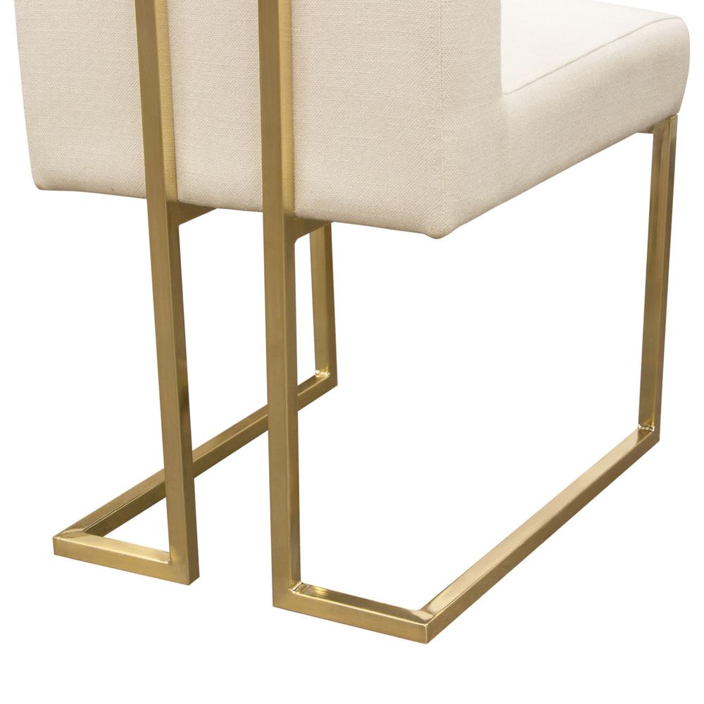 Set of (2) Skyline Dining Chairs in Cream Fabric w/ Polished Gold Metal Frame by Diamond Sofa. Picture 19