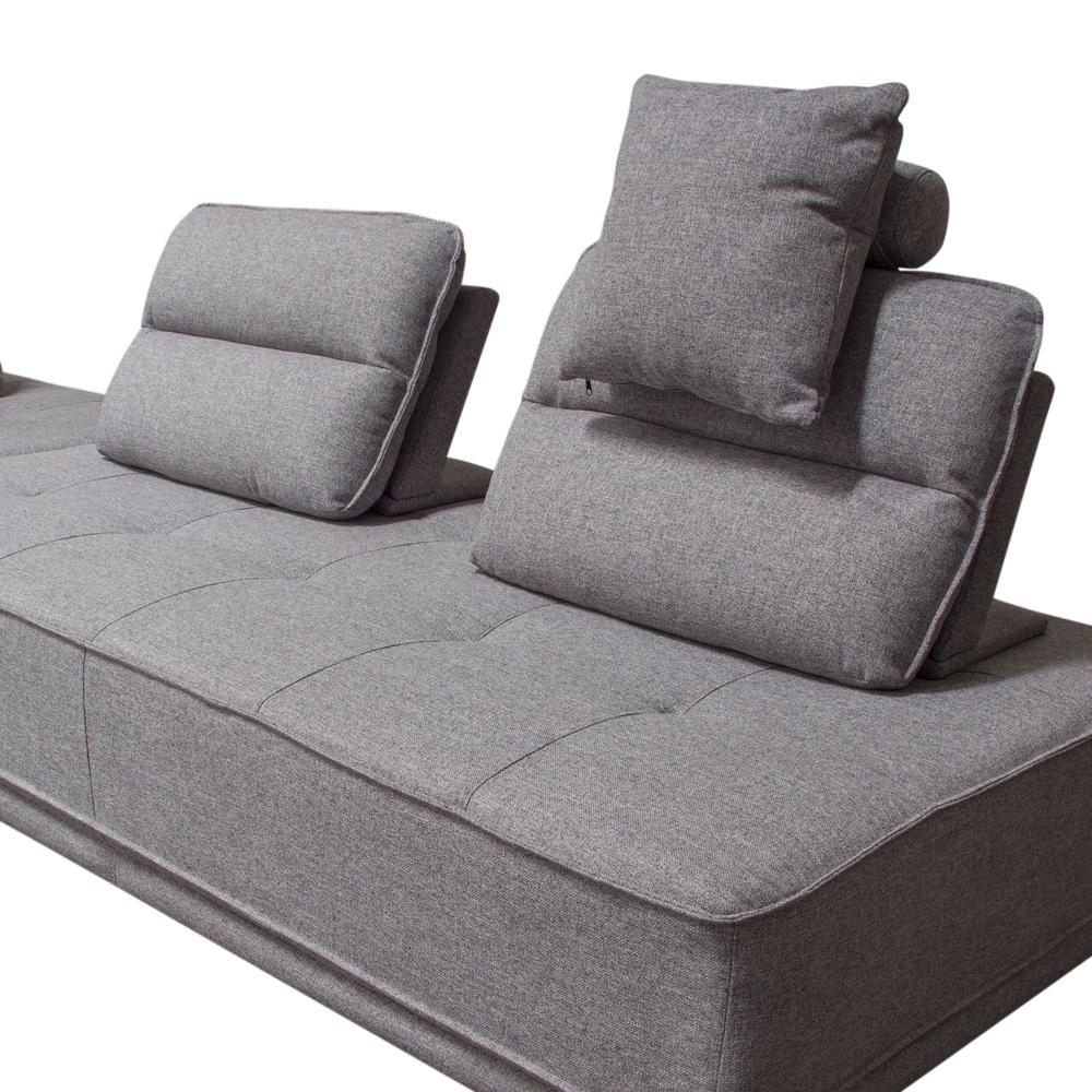 Slate Lounge Seating Platform with Moveable Backrest Supports in Grey Polyester Fabric by Diamond Sofa. Picture 11