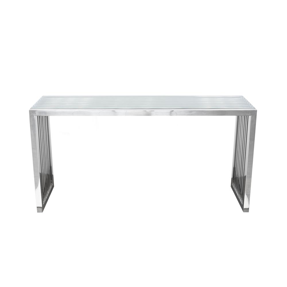 SOHO Rectangular Stainless Steel Console Table w/ Clear, Tempered Glass Top. Picture 1