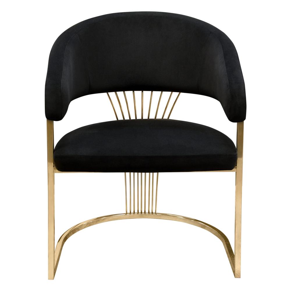 Solstice Dining Chair in Black Velvet w/ Polished Gold Metal Frame by Diamond Sofa. Picture 1
