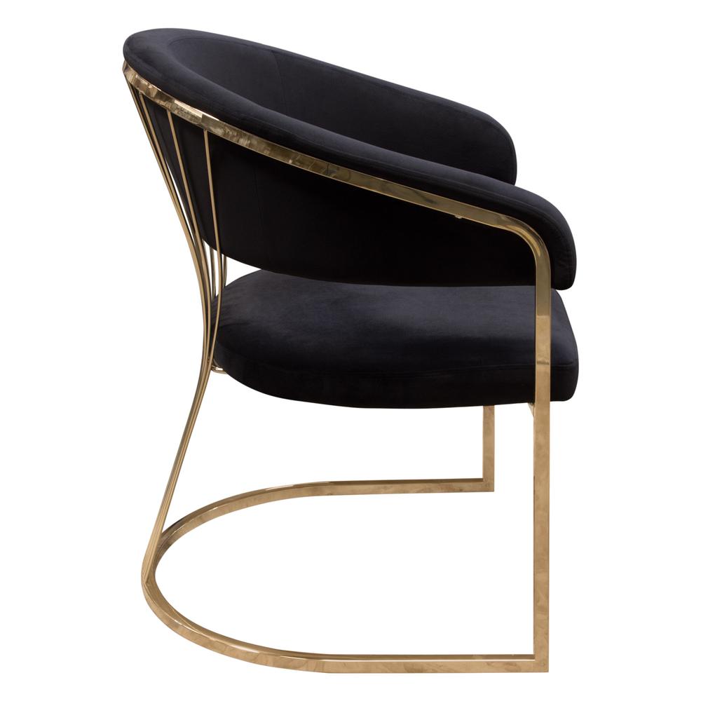 Solstice Dining Chair in Black Velvet w/ Polished Gold Metal Frame by Diamond Sofa. Picture 13