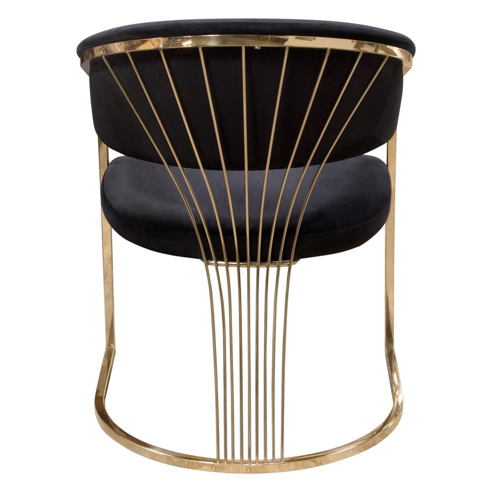Solstice Dining Chair in Black Velvet w/ Polished Gold Metal Frame by Diamond Sofa. Picture 17