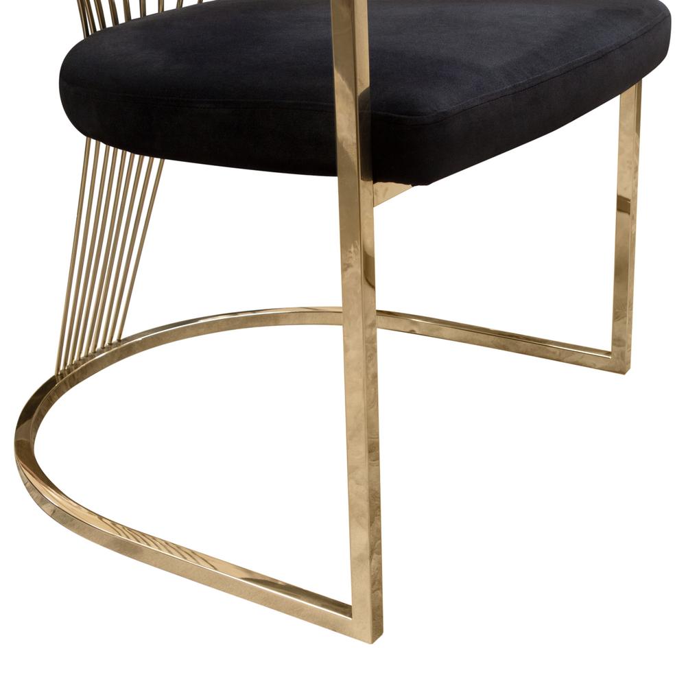 Solstice Dining Chair in Black Velvet w/ Polished Gold Metal Frame by Diamond Sofa. Picture 15