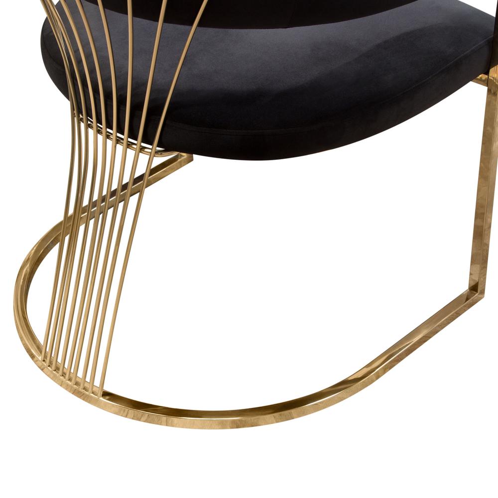 Solstice Dining Chair in Black Velvet w/ Polished Gold Metal Frame by Diamond Sofa. Picture 16