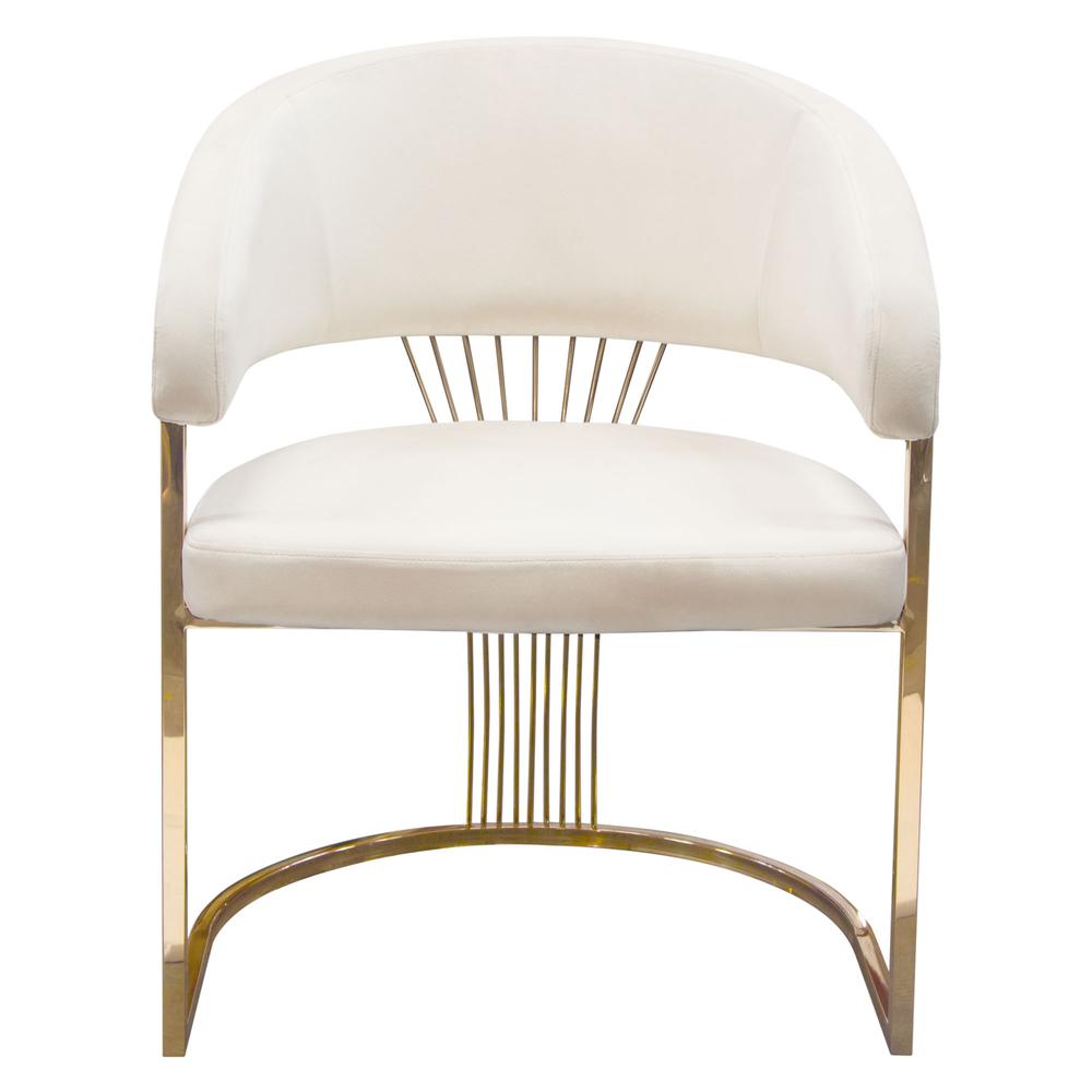 Solstice Dining Chair in Cream Velvet w/ Polished Gold Metal Frame by Diamond Sofa. Picture 1