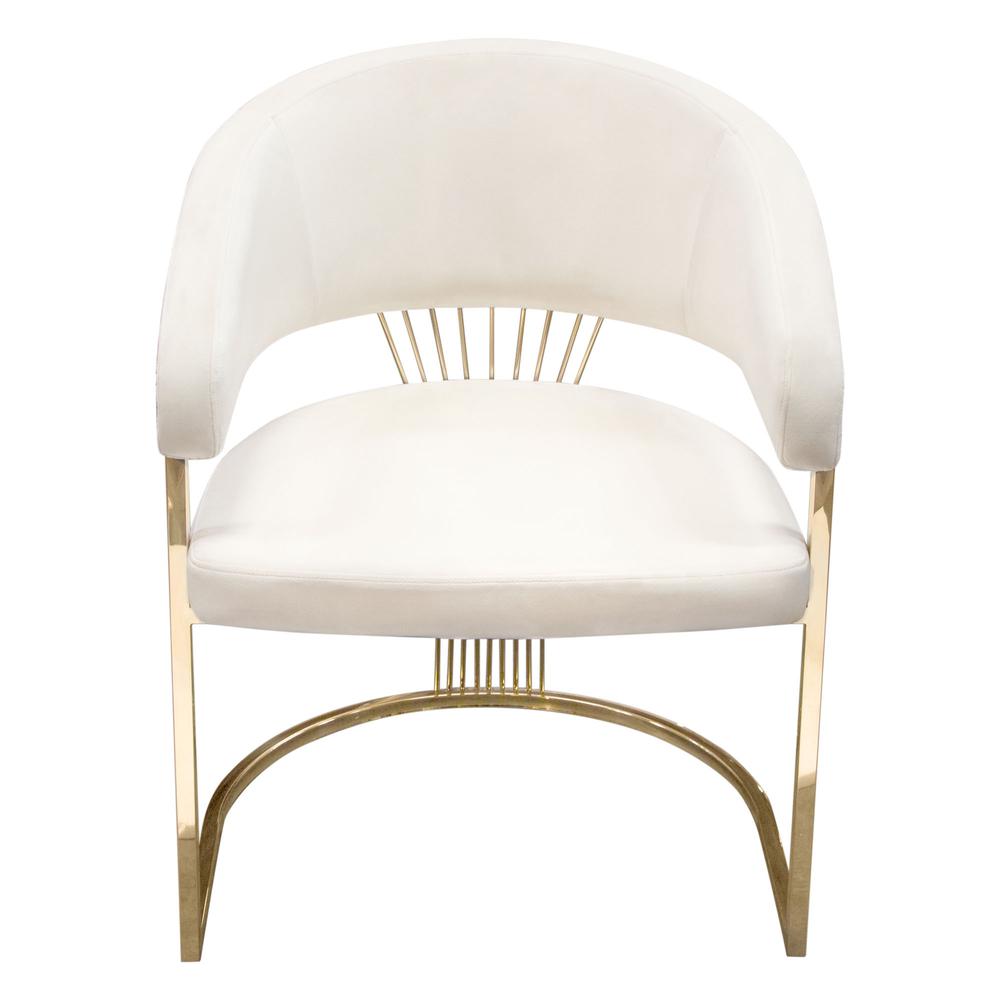 Solstice Dining Chair in Cream Velvet w/ Polished Gold Metal Frame by Diamond Sofa. Picture 24