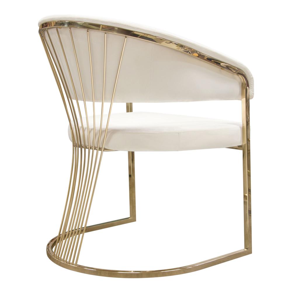 Solstice Dining Chair in Cream Velvet w/ Polished Gold Metal Frame by Diamond Sofa. Picture 21