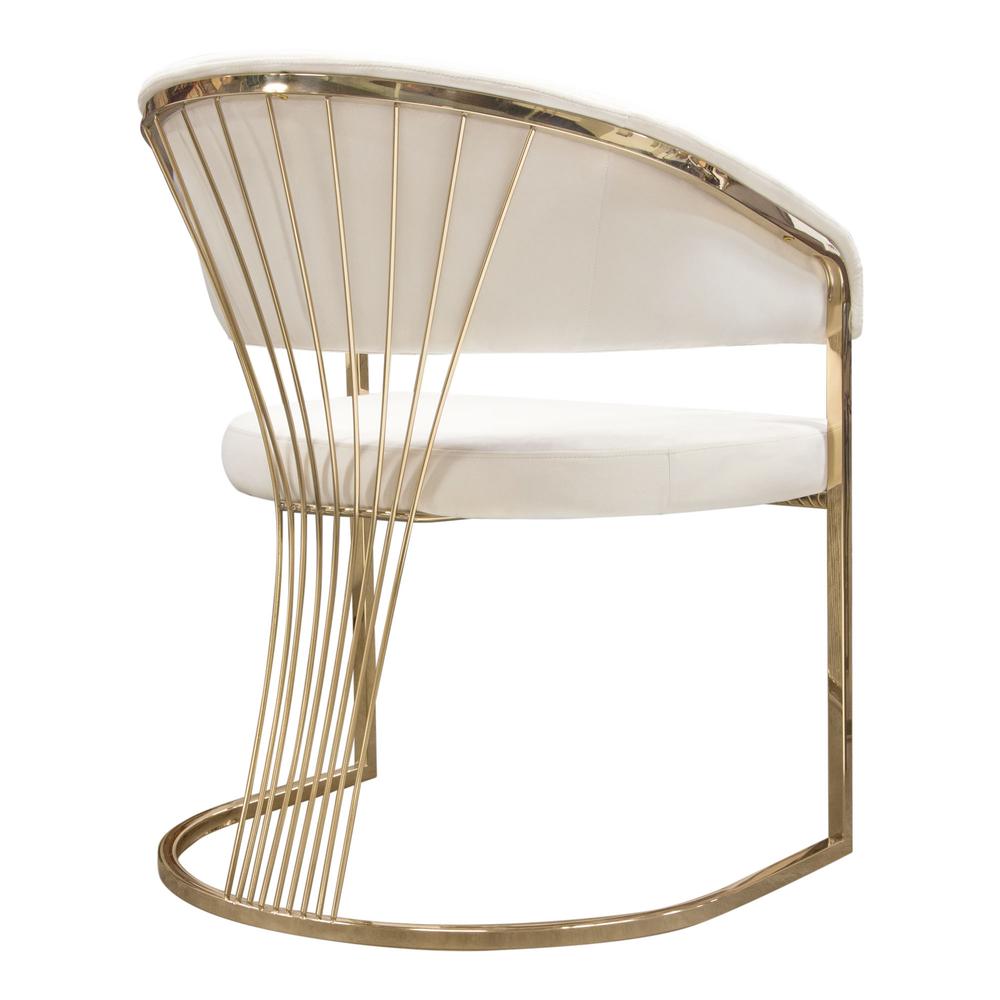 Solstice Dining Chair in Cream Velvet w/ Polished Gold Metal Frame by Diamond Sofa. Picture 22