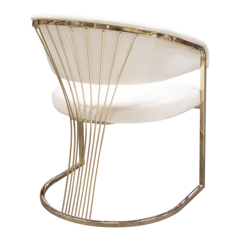 Solstice Dining Chair in Cream Velvet w/ Polished Gold Metal Frame by Diamond Sofa. Picture 30