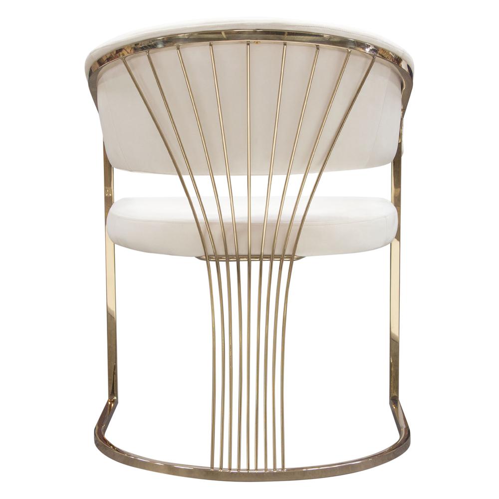 Solstice Dining Chair in Cream Velvet w/ Polished Gold Metal Frame by Diamond Sofa. Picture 27