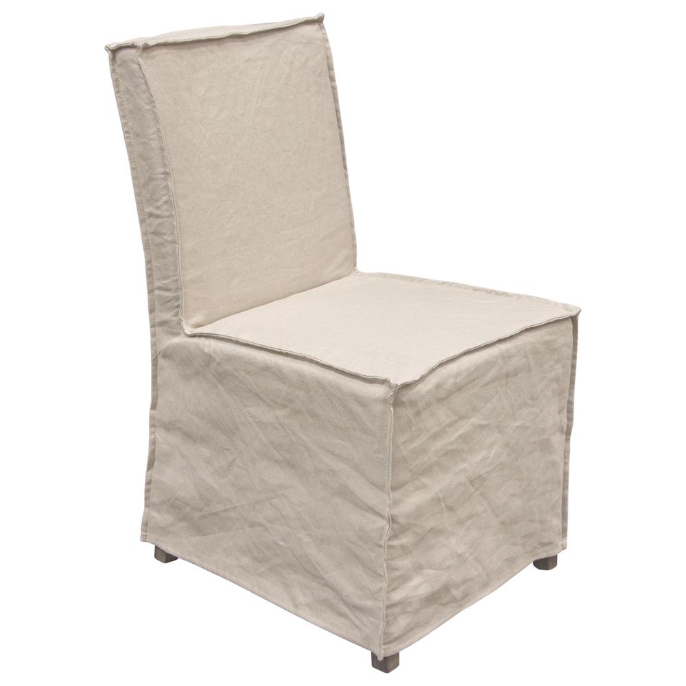 Sonoma 2-Pack Dining Chairs with Wood Legs and Sand Linen Removable Slipcover. Picture 13