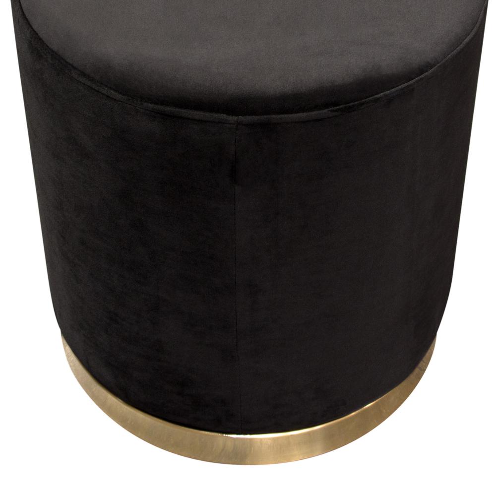 Sorbet Round Accent Ottoman in Black Velvet w/ Gold Metal Band Accent by Diamond Sofa. Picture 10