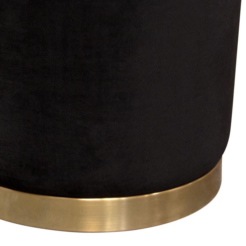 Sorbet Round Accent Ottoman in Black Velvet w/ Gold Metal Band Accent by Diamond Sofa. Picture 13
