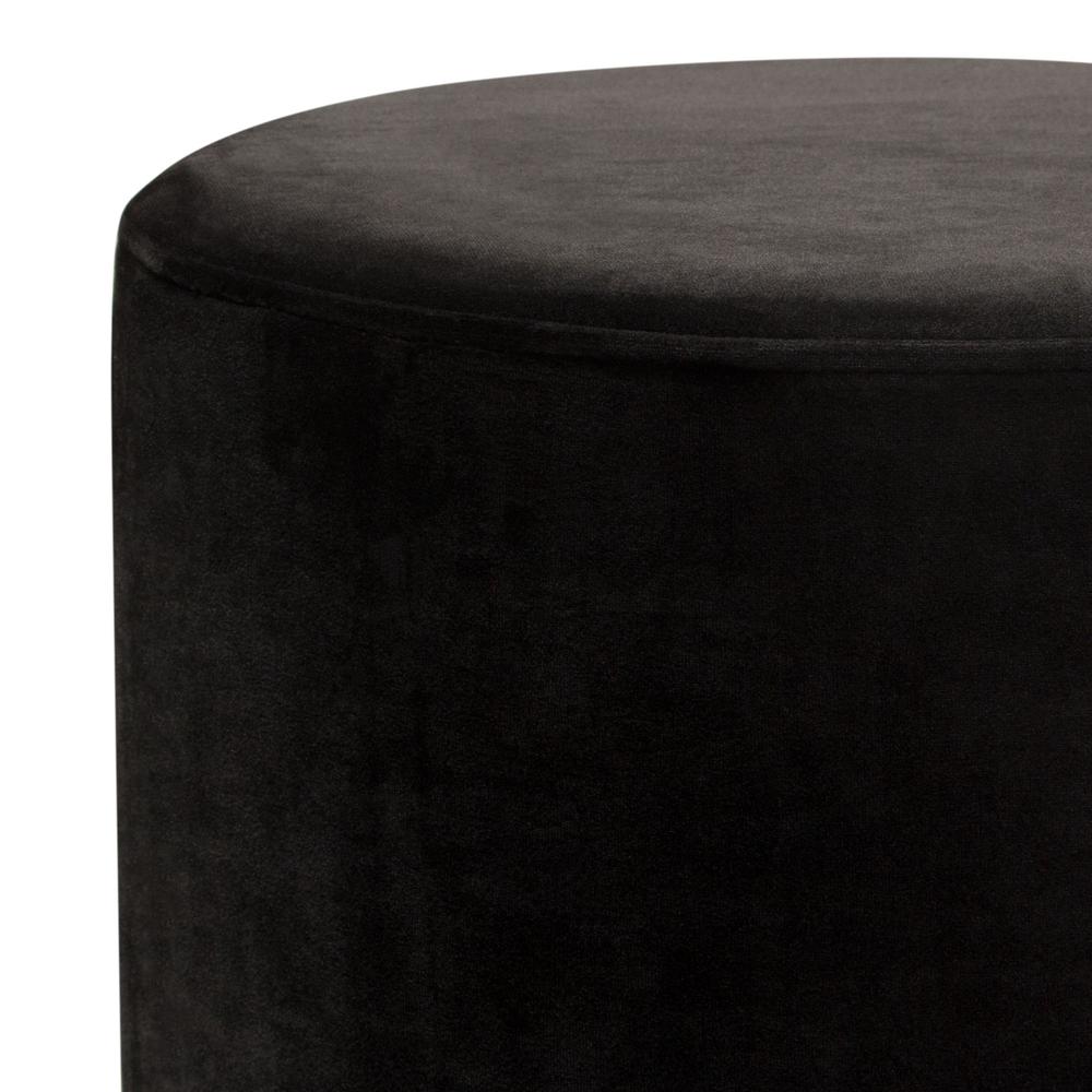 Sorbet Round Accent Ottoman in Black Velvet w/ Gold Metal Band Accent by Diamond Sofa. Picture 9