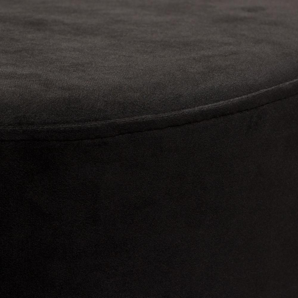 Sorbet Round Accent Ottoman in Black Velvet w/ Gold Metal Band Accent by Diamond Sofa. Picture 11