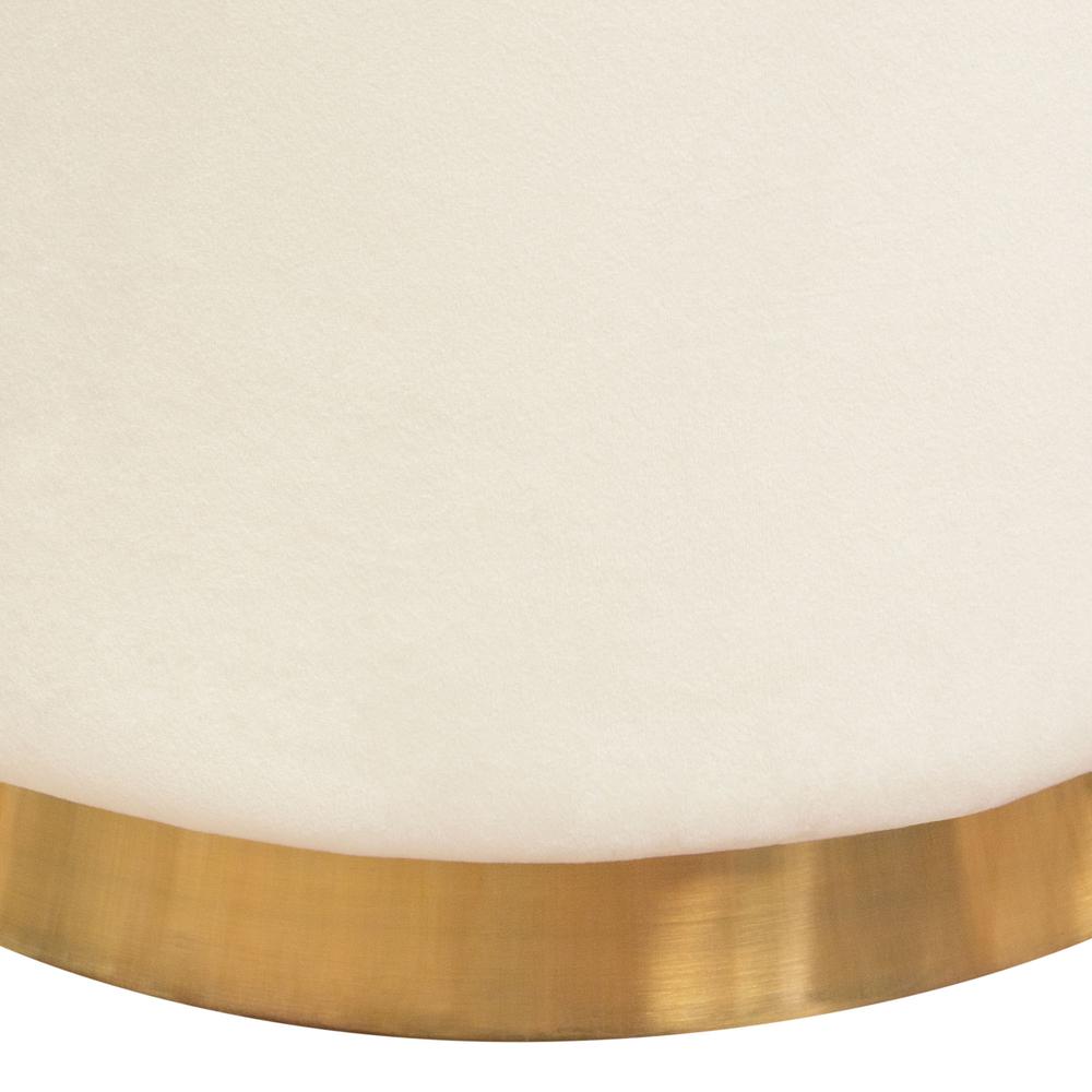 Sorbet Round Accent Ottoman in Cream Velvet w/ Gold Metal Band Accent by Diamond Sofa. Picture 17