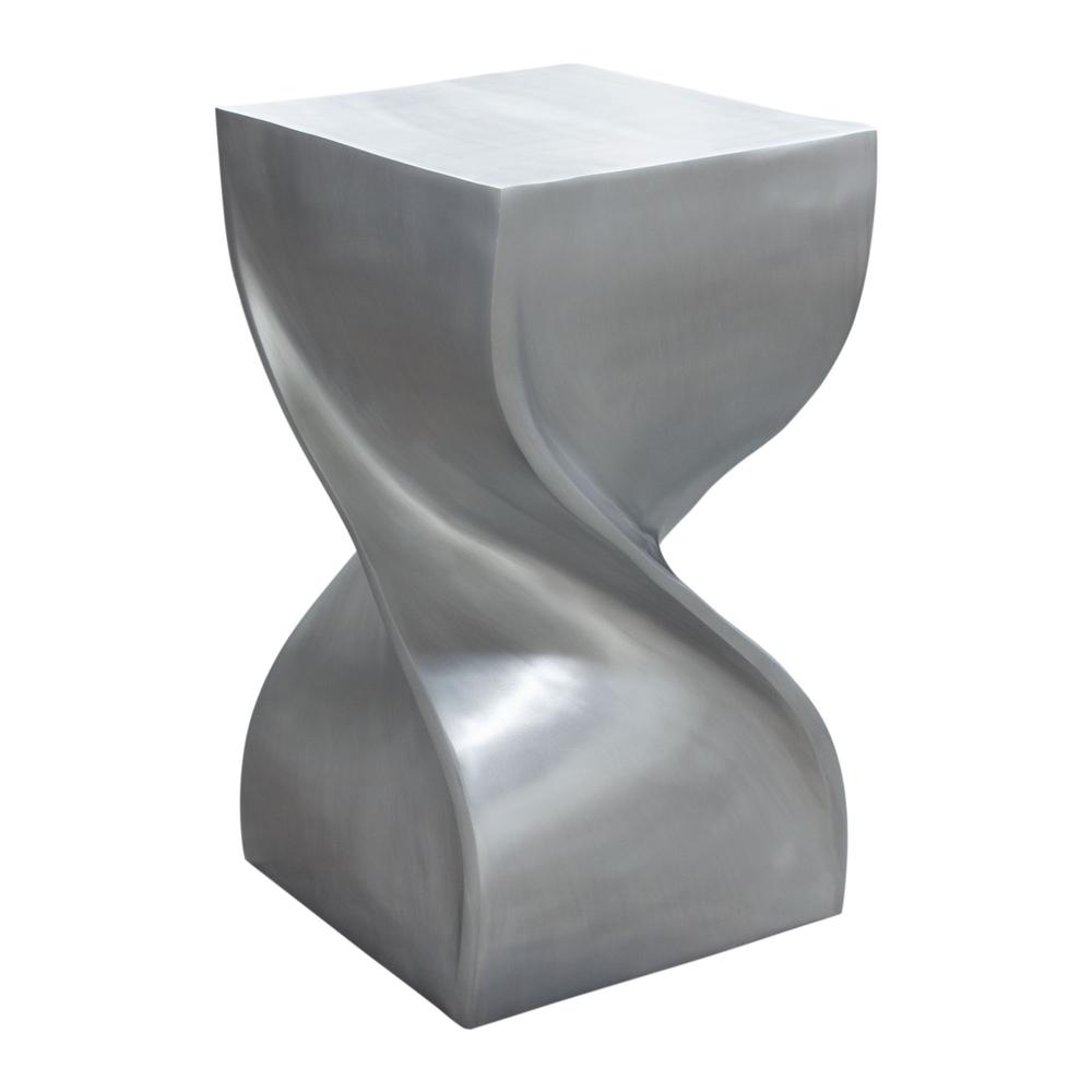 Spire Square Accent Table in Casted Aluminum in Nickel Finish by Diamond Sofa. Picture 13