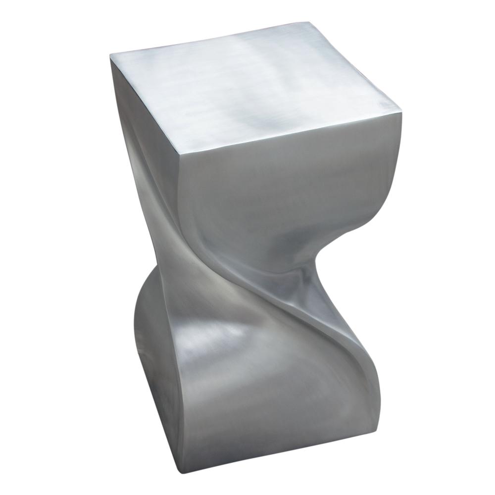 Spire Square Accent Table in Casted Aluminum in Nickel Finish by Diamond Sofa. Picture 1