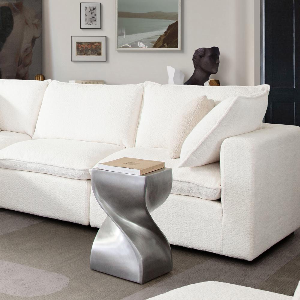 Spire Square Accent Table in Casted Aluminum in Nickel Finish by Diamond Sofa. Picture 11