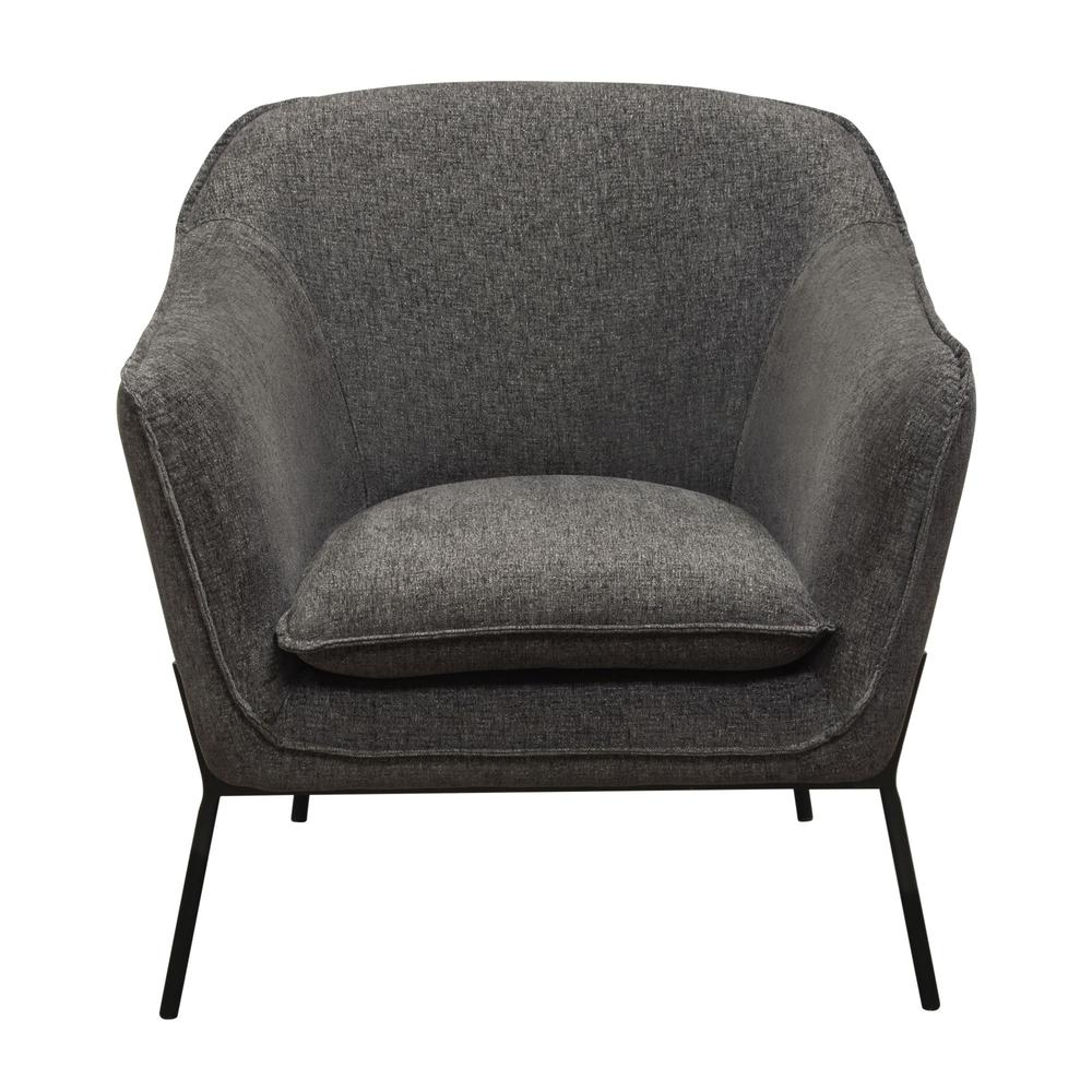 Status Accent Chair in Grey Fabric with Metal Leg. Picture 1