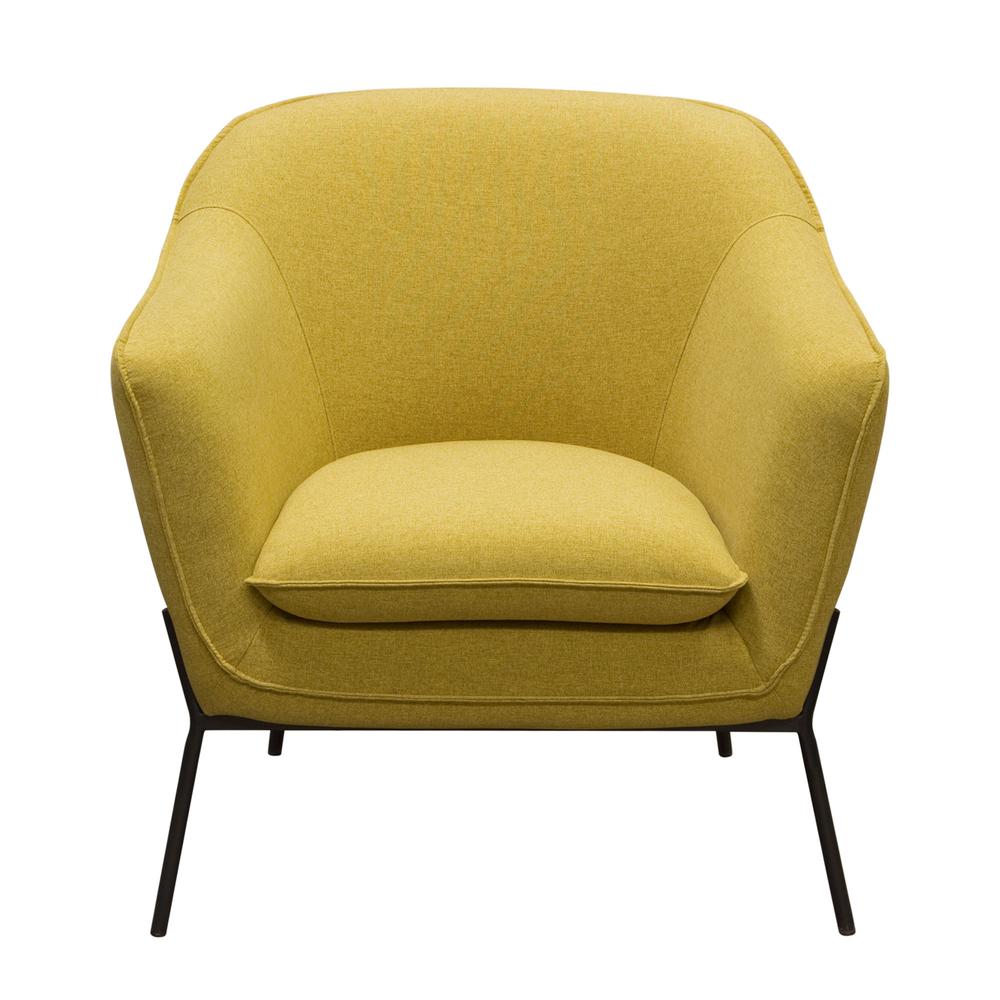 Status Accent Chair in Yellow Fabric with Metal Leg. Picture 1