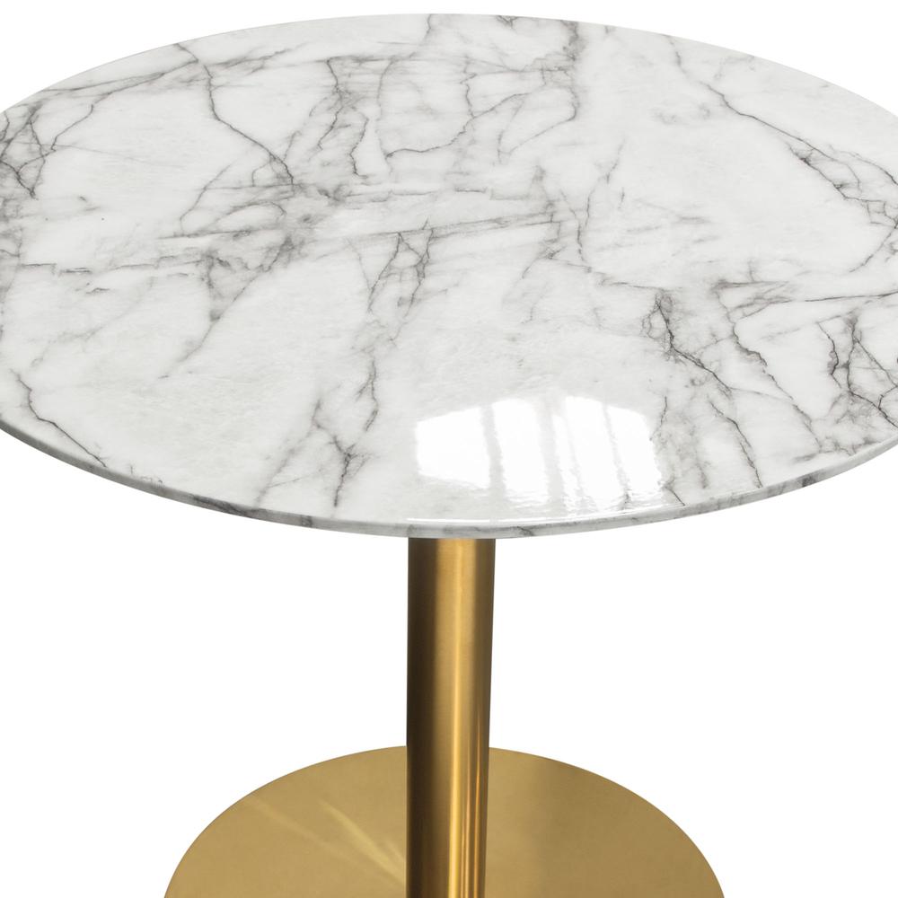 Stella 36" Round Dining Table w/ Faux Marble Top and Brushed Gold Metal Base. Picture 21