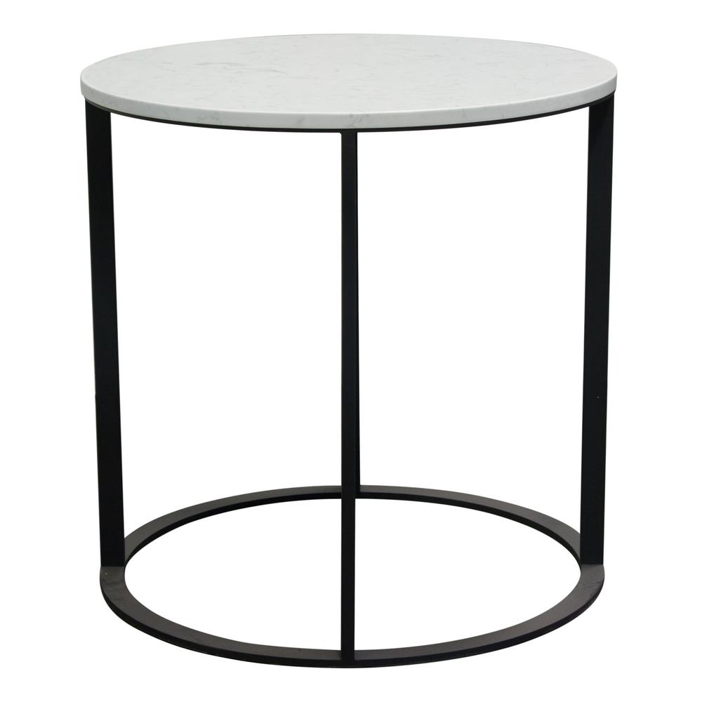 Surface Round End Table w/ Engineered Marble Top & Black Powder Coated Metal Base. Picture 13
