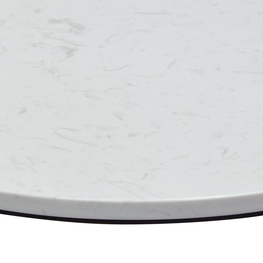 Surface Round End Table w/ Engineered Marble Top & Black Powder Coated Metal Base. Picture 14