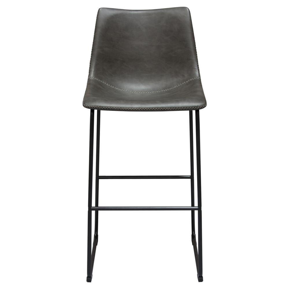 Theo Set of (2) Bar Height Chairs in Weathered Grey Leatherette w/ Black Metal Base. Picture 34