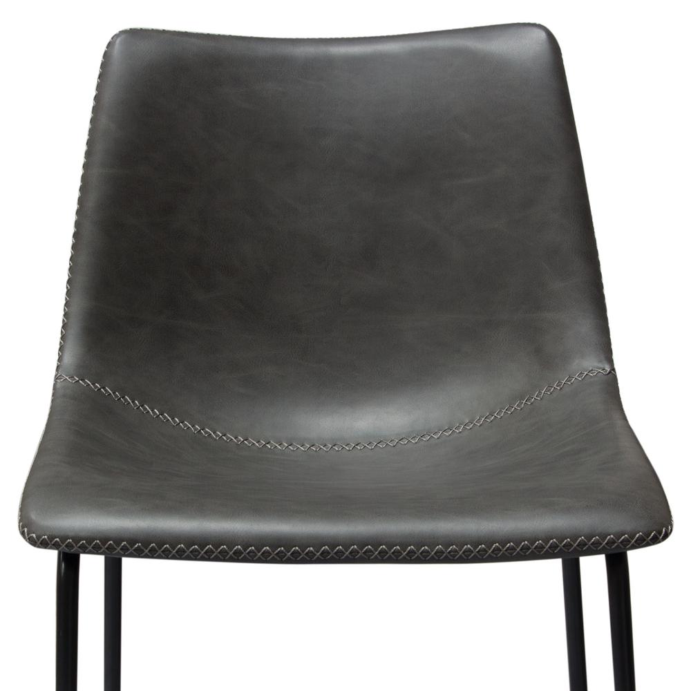 Theo Set of (2) Bar Height Chairs in Weathered Grey Leatherette w/ Black Metal Base. Picture 21