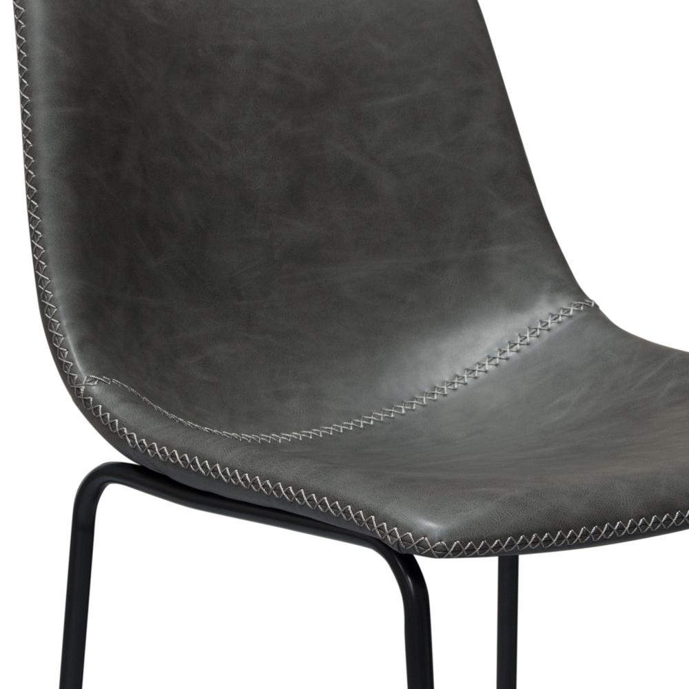 Theo Set of (2) Bar Height Chairs in Weathered Grey Leatherette w/ Black Metal Base. Picture 23