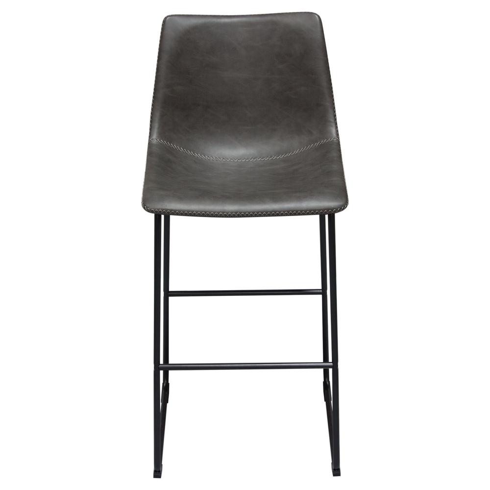 Theo Set of (2) Bar Height Chairs in Weathered Grey Leatherette w/ Black Metal Base. Picture 31
